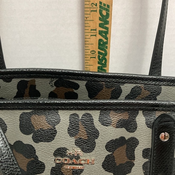 Coach City Zip Tote Leopard and  matching makeup bag gray brown black - Picture 14 of 16
